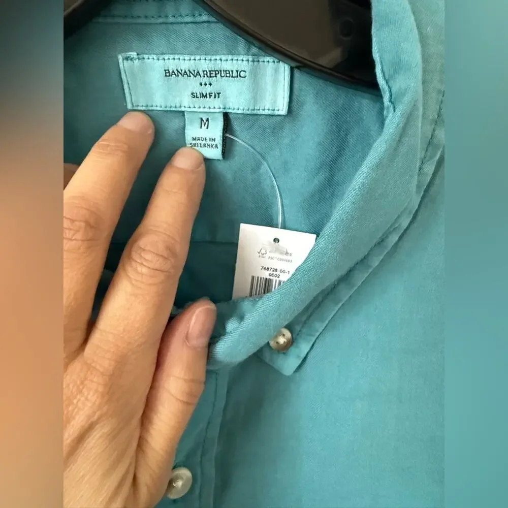 Banana Republic Teal Button-Down Collared Shirt | Size M | NWT Classic Preppy